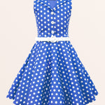 Kids Holly Polka Dot Dress - Royal Blue