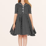 Kids Sabrina Polka Dot Dress - Black