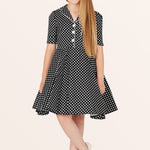 Kids Sabrina Polka Dot Dress - Black