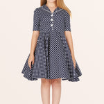 Kids Sabrina Polka Dot Dress - Midnight Blue