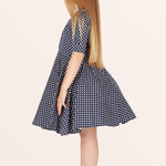 Kids Sabrina Polka Dot Dress - Midnight Blue
