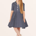 Kids Sabrina Polka Dot Dress - Midnight Blue