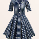 Kids Sabrina Polka Dot Dress - Midnight Blue