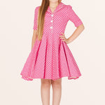 Kids Sabrina Polka Dot Dress - Pink