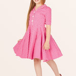 Kids Sabrina Polka Dot Dress - Pink