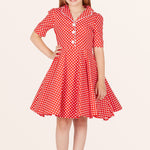 Kids Sabrina Polka Dot Dress - Red