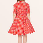 Kids Sabrina Polka Dot Dress - Red
