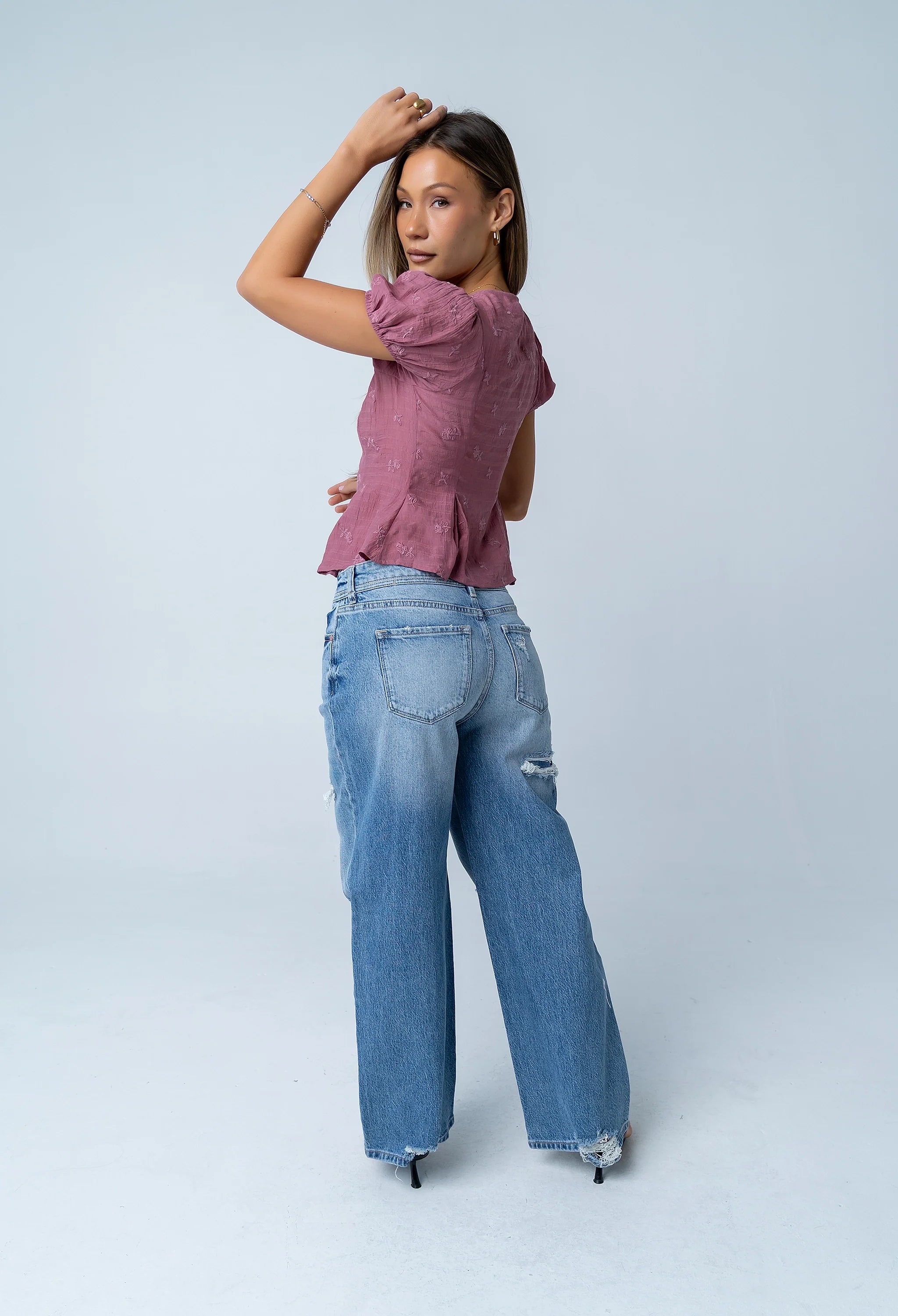 Brianna Embroidered Blouse in Brick