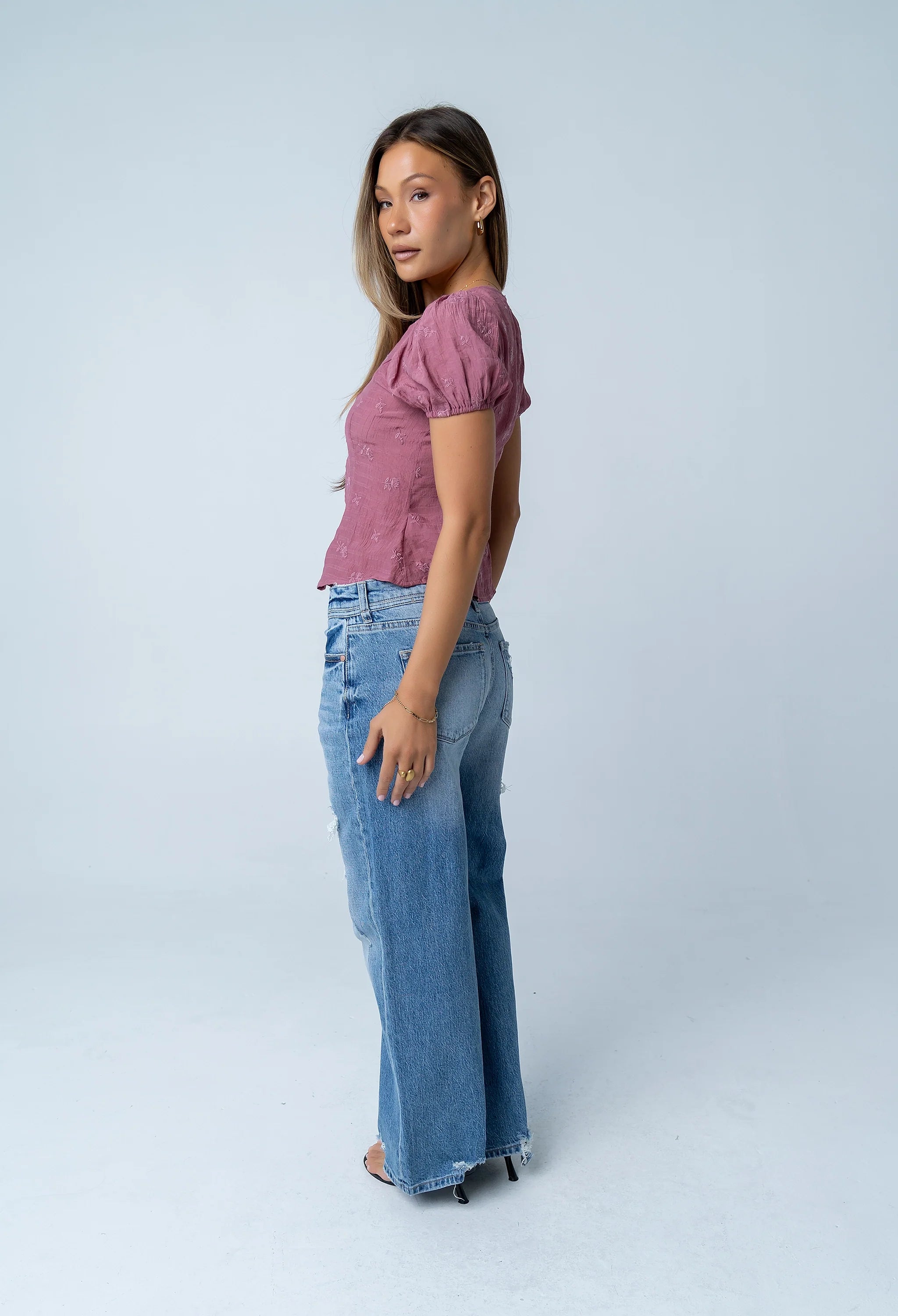 Brianna Embroidered Blouse in Brick