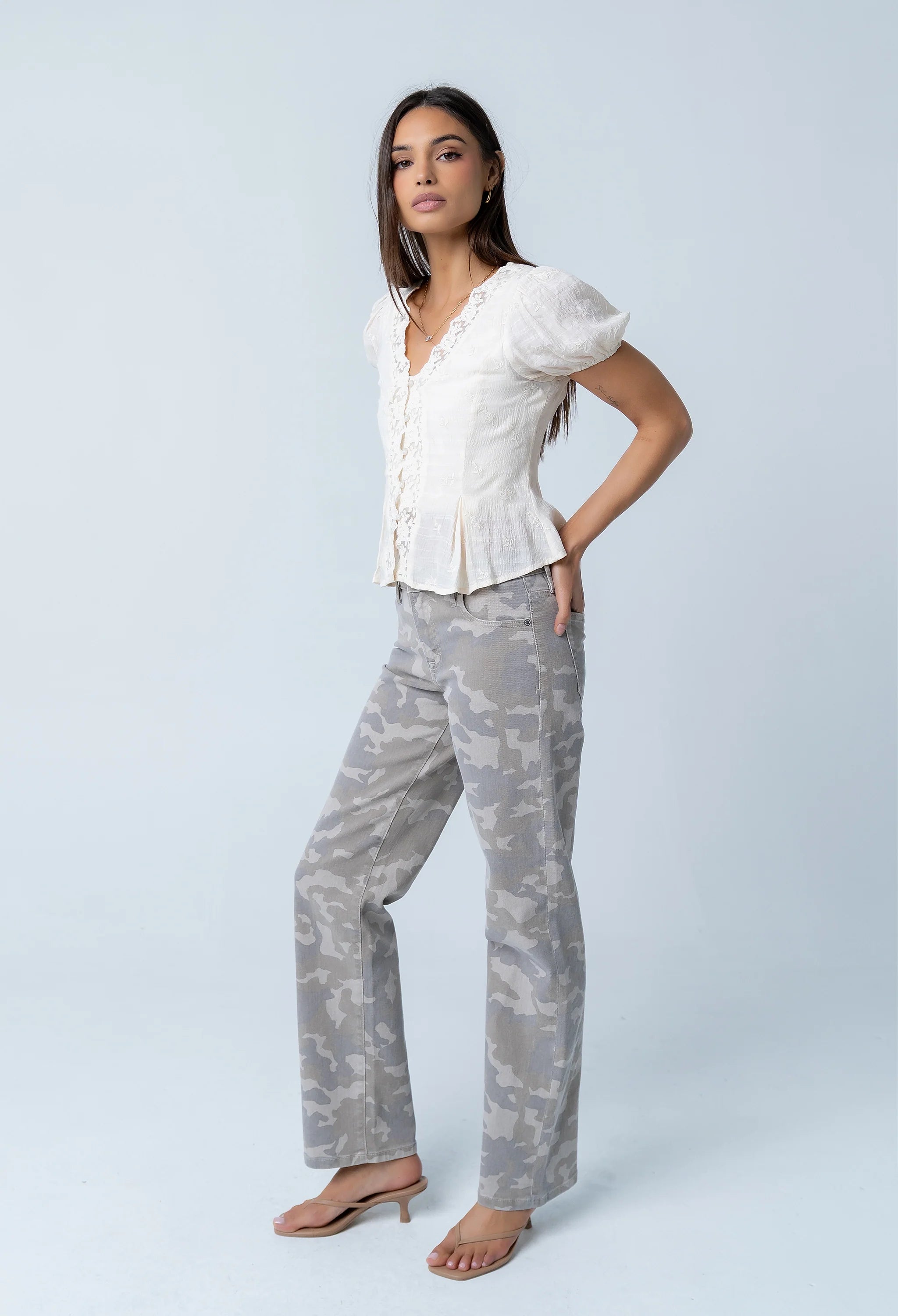 Brianna Embroidered Blouse in Cream