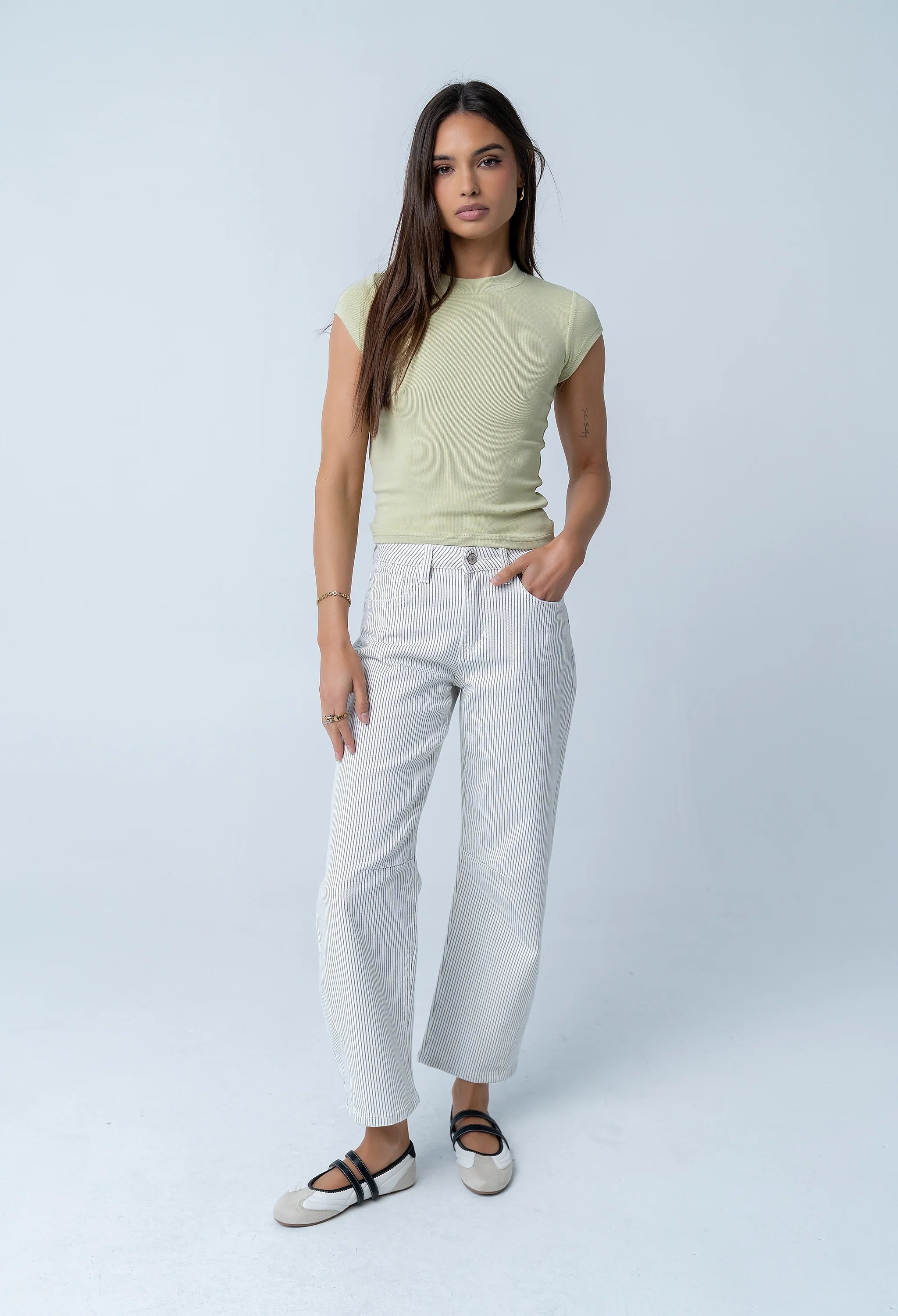 Tilly Striped Barrel Jeans