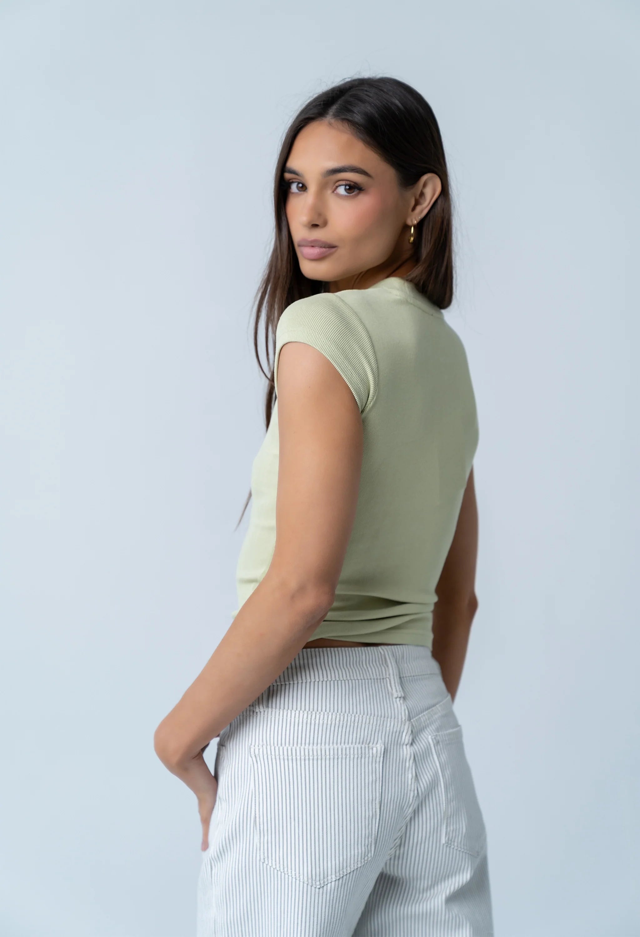 Asher Ribbed Top in Sage