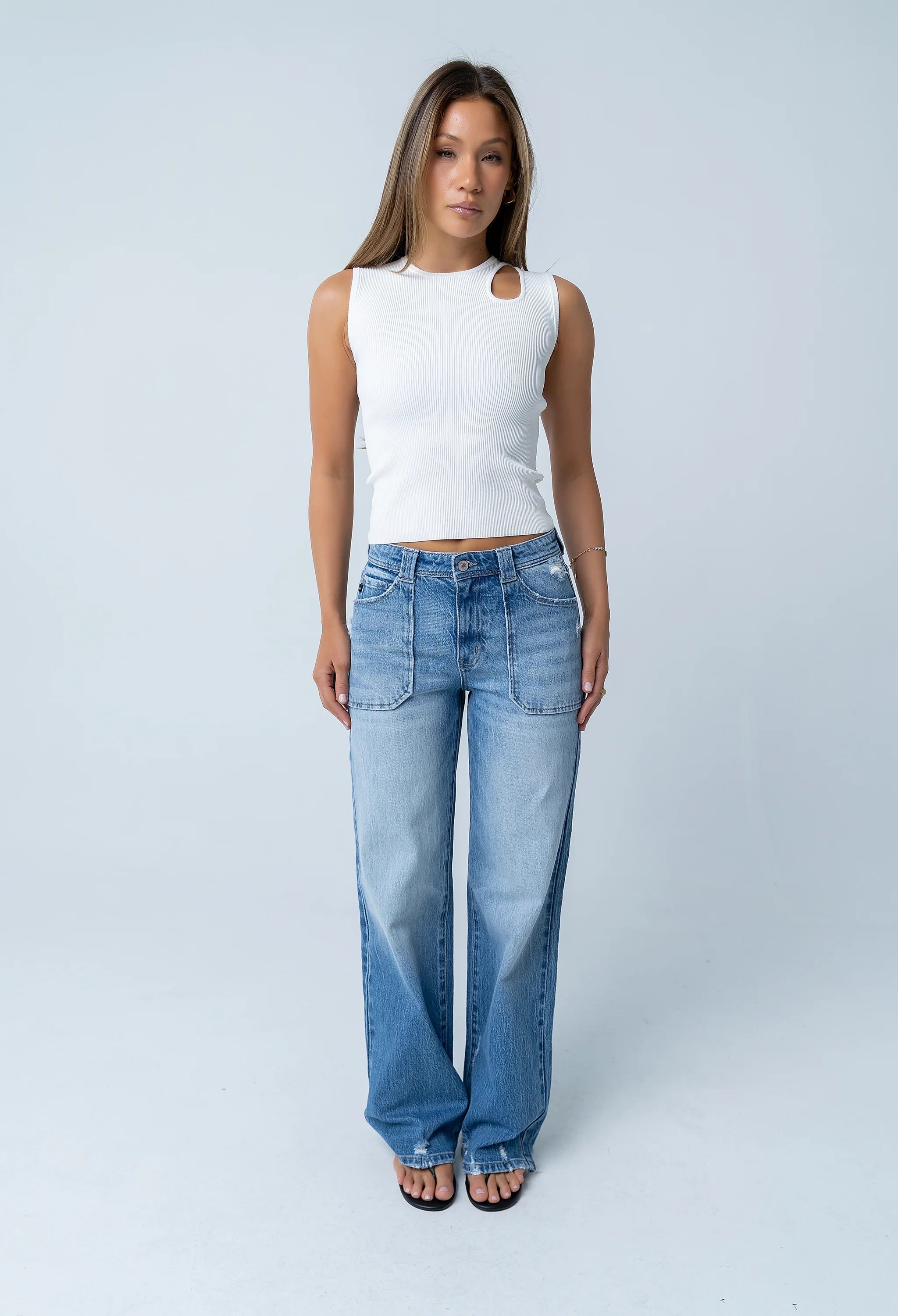 Ollie Cutout Tank Top in Ivory