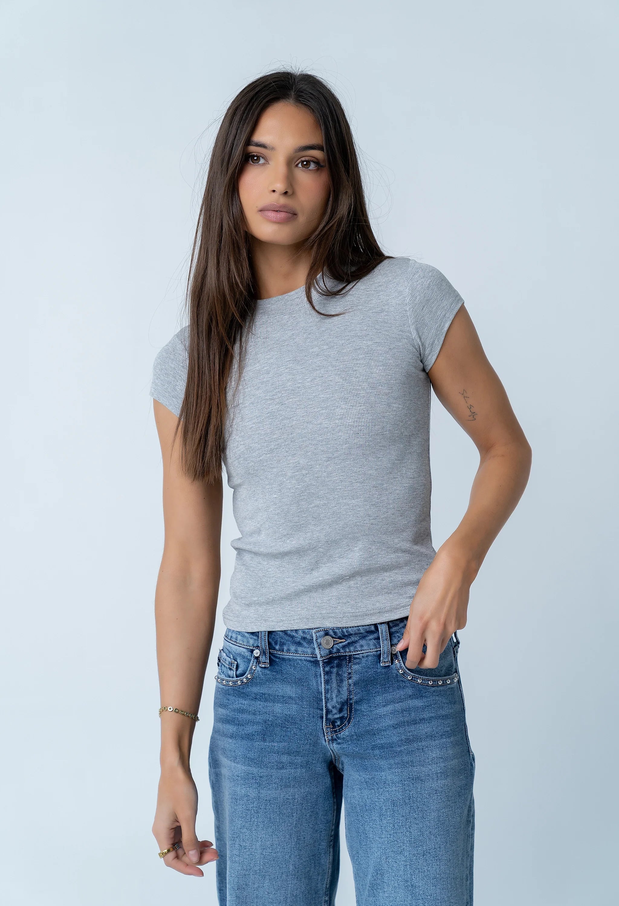 Asher Ribbed top in Heather Grey