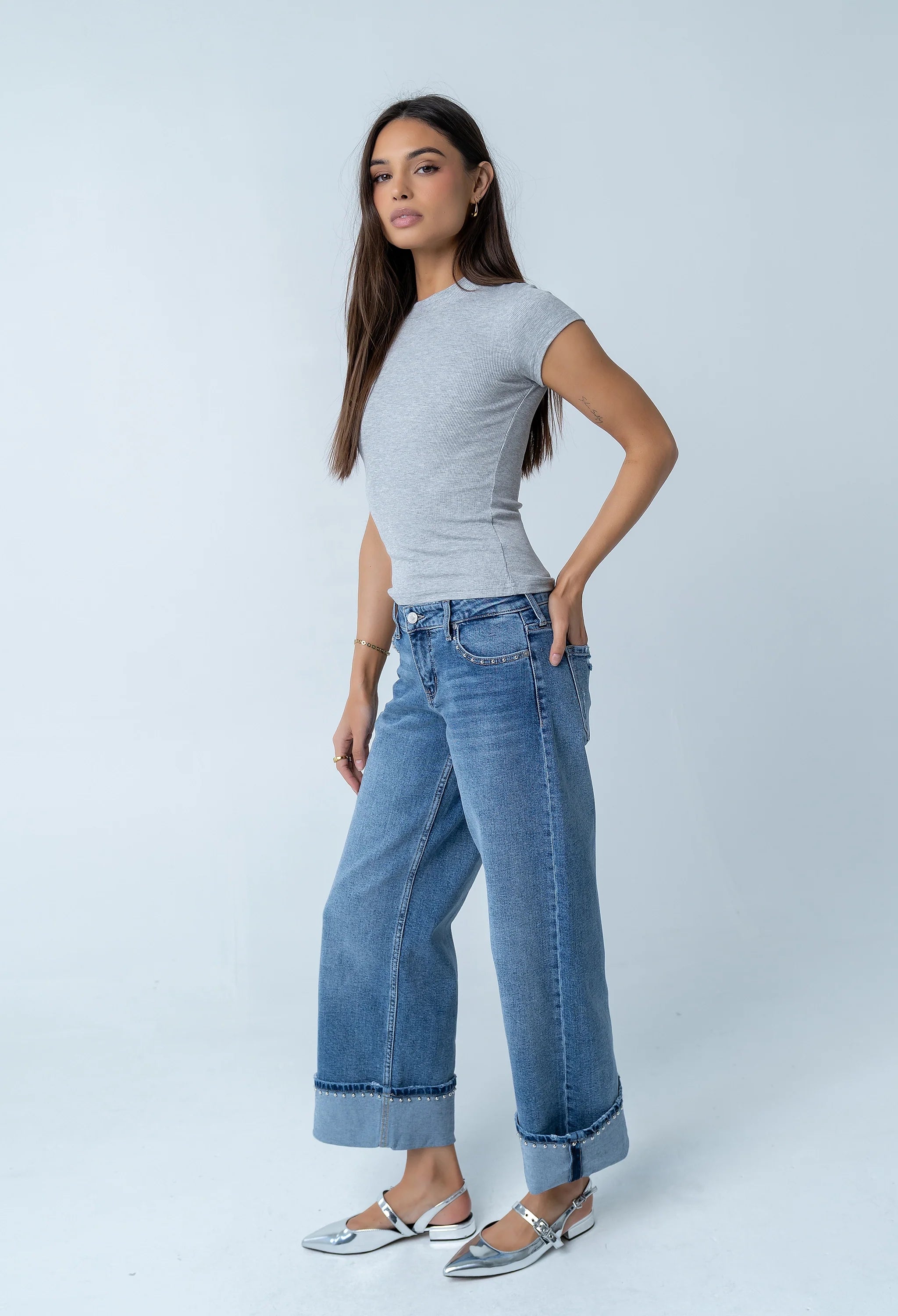 Asher Ribbed top in Heather Grey