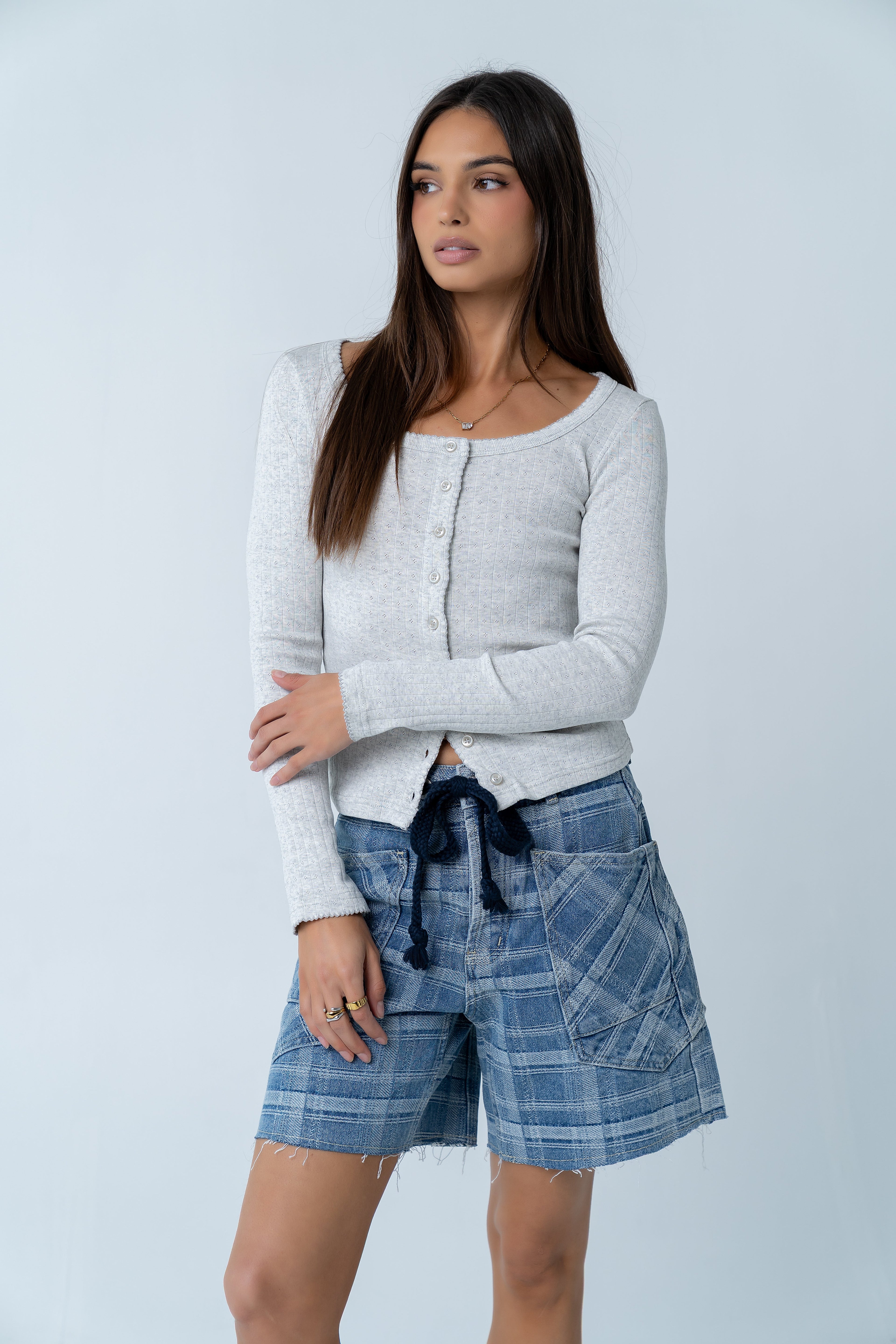Pura Knit Top in Heather Grey