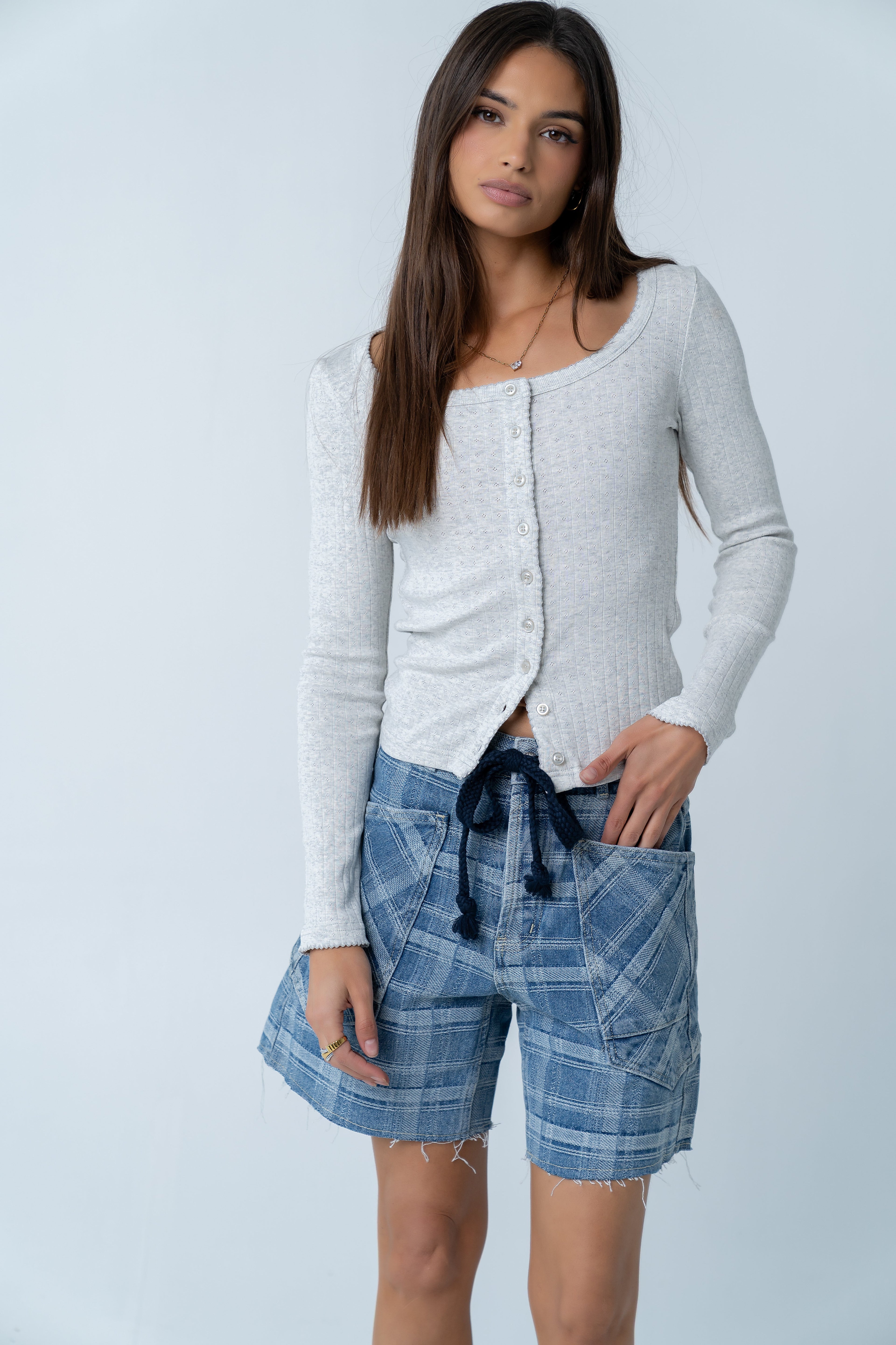 Pura Knit Top in Heather Grey