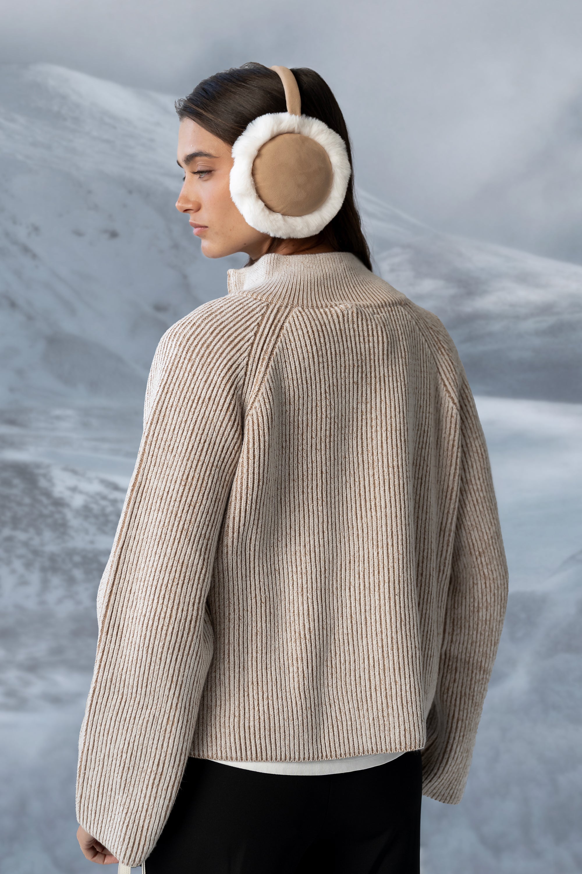 Abbie Ribbed Jacket in Taupe